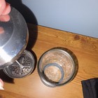 Barbicide Glass Disinfectant Jar Canister W  Metal Lid   Strainer Insert