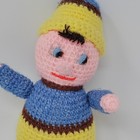 Crochet Boy Doll 11  Plush Stuffed Toy Blue Pink Yellow Vtg Handmade
