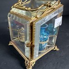 19 Cen  Antique French Bronze   Glass Perfume Cave With Hand Painted Bottle  r18