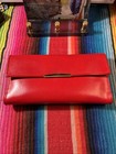 Vintage Original Shell Oil Company Embossed Garage Leather Wallet Id Holder Red