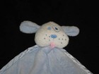 Plush Puppy Dog Security Blanket Baby Lovey Rattle Blue White Freckles Rn 89608