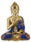 Whitewhale Large Medicine Buddha Brass Statue - Blue Stone Buddhism Idol Decor