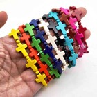 10 Color Cross Bracelet Beaded Stretch Christian Religious Gemstone 7 5 
