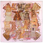 Hermes Scarf Carre 90cm Voyage En Etoffes 100  Silk Pink Multi W box R1013