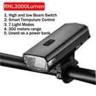 Rockbros Bike Light Hanging Headlight 3000 Lumen Temperature Control Smart Light