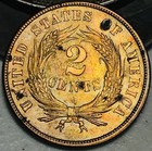 1865 Two Cent Piece 2c Full Motto Civil War Era Us Copper Coin Cc28217