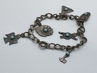 Vintage Native American 6 Charm Bracelet Silver Tone   Turquoise