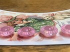 Set Of 6 Vintage 1 2  Pink  Painted Opaque Dome Crystal Glass Buttons   Nos