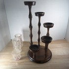 Mid Century Vintage 5-tier Wooden Spiral Candle Holder Spindles Candelabra
