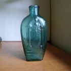 1820s Pretty Blue-green Giv-28 Half Pint Masonic Historical Flask With Dots