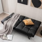 Black Faux Leather Convertible Memory Foam Futon Sofa Bed With Adjustable