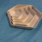 Wilton 4 Tier Hexagon Wedding party Cake Pan Set Aluminum Bakeware