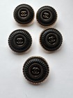 Set Of 5 Chanel 18mm Black Buttons Cc Logo Gold Tone