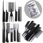 10pcs set Black Pro Salon Hair Styling Hairdressing Plastic Barbers Brush Combs-
