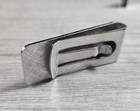 Vintage Men s Money Clip tie Bar  Silver Tone With Black Inlay