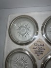 Vintage Italian Leonard Crystal Glass Silver Plated Ashtray coaster Set Of 4