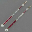 1 75ct Art Deco Style Diamond   Ruby Anniversary Wedding 14k Gold Fn Earrings