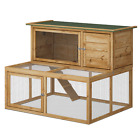 Wooden 2-tier Chicken Coops Hutch Poultry Cage Rabbit Cage House Pet Run Kennel