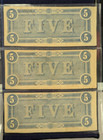 Lot Of 3 1864  5 Five Dollar Confederate States Of America Currency Note    331