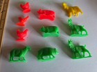 Lot 17 Vtg Marx Plastic Farm Animals Red Yellow Green Pig Sheep Chicken Goat Cow