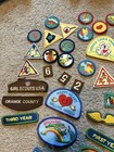 Vintage Girl Scouts Badge Patches Pins Huge Lot Of 62 Scouting Camping 1990s A