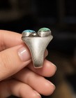 Sterling Silver Turquoise Double Oval Bezel Ring 2-stone Ethnic Size 11 5