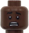 Lego New Reddish Brown Minifigure Head Dual Sided Black Eyebrows Smile Worried