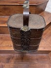 Vintage 3 Tiered Woven Chinese  asian Lacquer Basket   Brass Read
