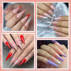 Stiletto Gel Nail Tips 504pcs Long Stiletto Almond Clear Curved Nails Tips Half