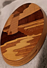 90s Round Mountain Woodworks Lighthouse Inlay Wall Art 6x3 5 Handmade Wood Oval