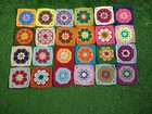 24 African Violet Multicolored Granny Square Set  Crocheted Afgan Granny Squares