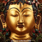 11  Old Tibet Bronze Painting Inlay Gems Buddhism Tara Buddha Head Bust Statue