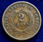 1864 2 Cent Piece Fine  Features  Large Motto  Broadstrike Error  Civil War Era