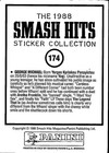 George Michael 1988 Smash Hits  174 Panini Sticker Italy Wham Solo Pop Photo