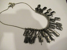 Vintage Modernist Brutalist  Style Silver Tone Bib Necklace