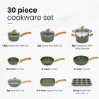 30 Pieces Cookware Set Pots And Pans Set Granite Coated Non Stick Bakeware Set