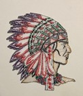 Vintage Souvenir Patch Native American Indian Chief Feathered Headdress