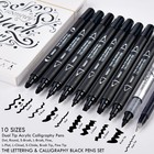 Dual Tip Black Acrylic Calligraphy Pens  10 Size