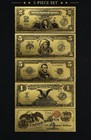 24k Gold Foil Bill  set Of 5 Bills  Gift Collectible Novelty Collection Note