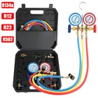 Ac Manifold Gauge Set Charging Hose For R134a R12 R22 R502 Refrigeration 3-way
