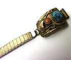 Nice Looking Vintage 12k Gold Filled Woman s Watch Band W turquoise And Coral  B