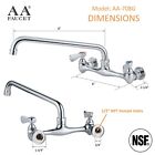 Aa Faucet 8  Wall Mount Commercial Faucet With 8  Spout Nsf Approved Aa-708g