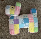Vtg Patchwork Quilt Schnauzer Scottie Dog Pillow Plush