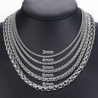 3 4 5mm Braided Wheat Chain Silver 316l Stainless Steel Men Women Necklace