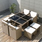 Patio Dining Set Table And Chairs Outdoor Bistro Set Beige Poly Rattan Vidaxl 
