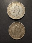 1913 Brazil Stars And Liberty Set Of 2 Silver Coins 1000 Reis And 500 Reis 