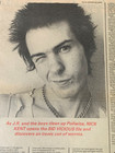 Vintage 1977 Punk 100  Original Sex Pistols Sid Vicious Framed Interview Page