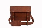 15 In Vintage Leather Messenger Bag Office School Satchel Laptop Shoulder Bags