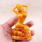 4 Pcs Natural Yellow Jade Stone Carved Chinese Ancient Beauty Girls Statue