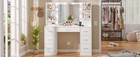 Lar Vanity Desk With Led Lighted Mirror   Power Outlet  Makeup